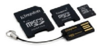 Kingston 4GB microSD + 2 adapters (miniSD & full-size SD) + USB reader (MBLYG2/4GB)